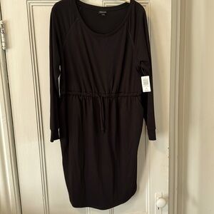 Torrid Black Long Sleeve Drawstring Waist Tie Dress